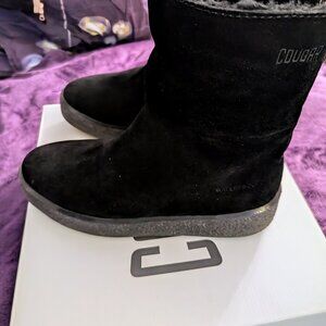 New Cougar Women's Black Suede Genuine Lambswool Waterproof Mid Calf Boots SZ 9